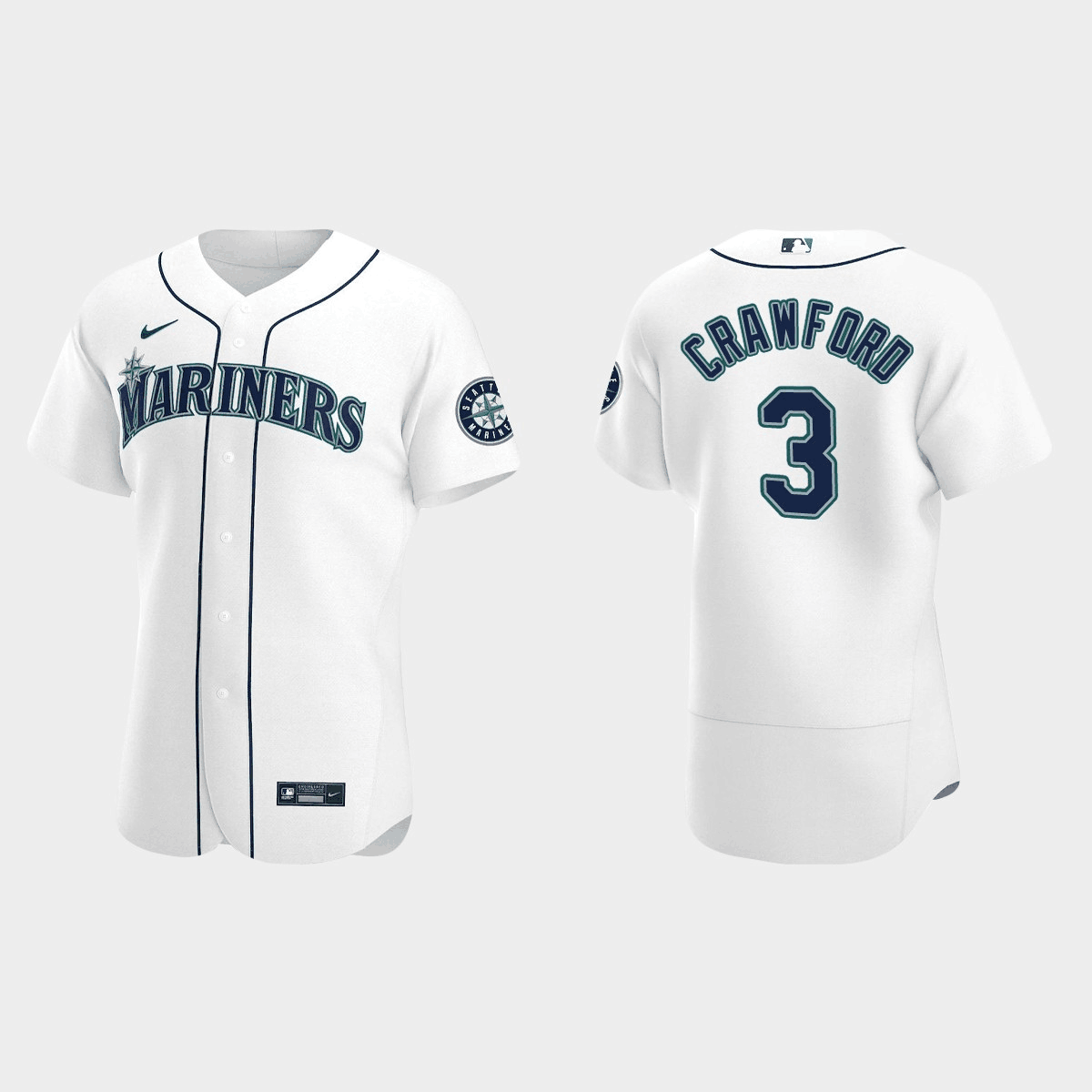 Men's Seattle Mariners #3 J.P. Crawford White Flex Base Stitched Jersey Men's Seattle Mariners #3 J.P. Crawford White Flex Base Stitched Jersey